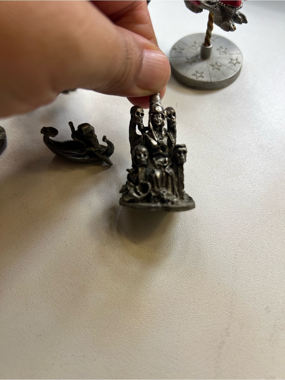 Pewter Fantasy Dragon Figurine Set with Accents - Metallic Gray - Picture 10 of 16